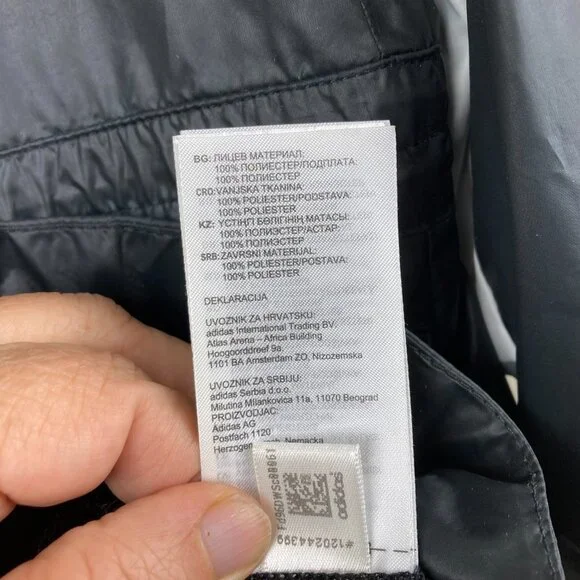 Adidas Women Sz S Black Wind Breaker Zip Up Hooded Jacket Cinched Waist - Picture 8 of 11